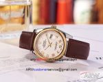 Rolex Fake Datjust 36mm Watch - White Dial Brown Leather Strap